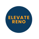 blue circle with "Elevate Reno" inside of it