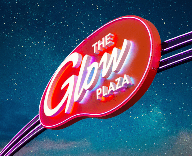 Sign of the J Resort's Glow Plaza.