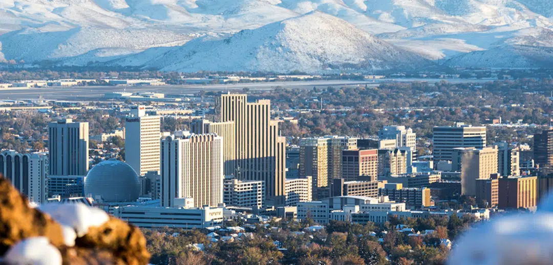 Skyline of Reno during the wintertime.