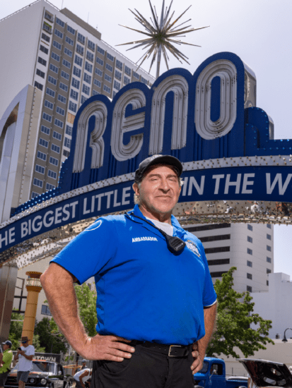 Downtown Reno Ambassador In Front of the Arch